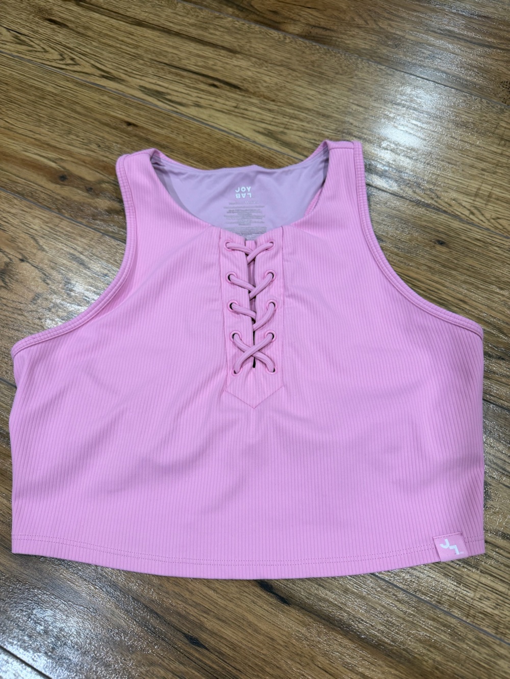 JoyLab Pink Ribbed Lace-Up Sports Bra Top Sz Medium sporty casual top
